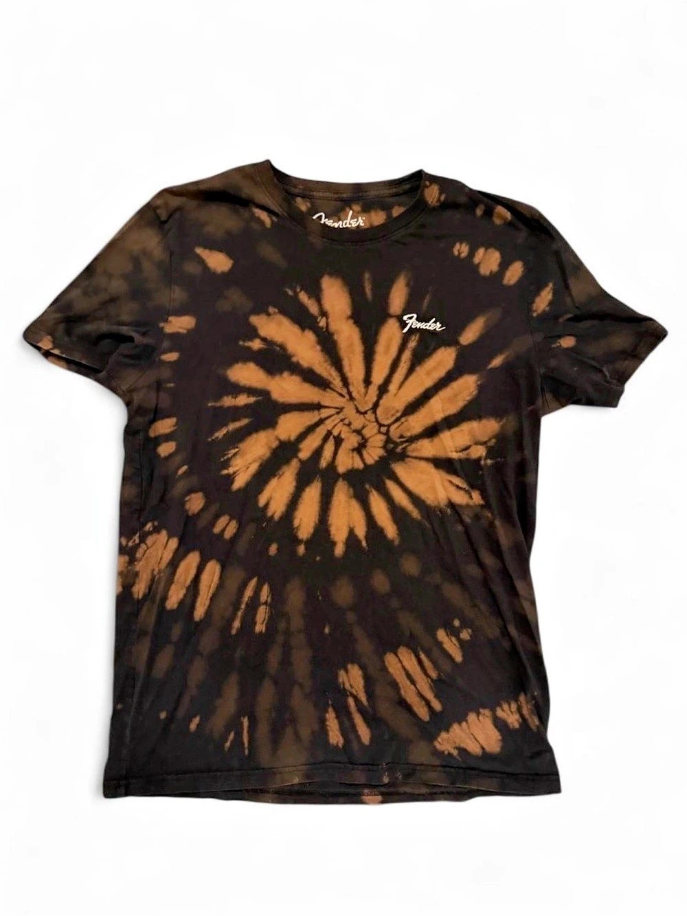 Fender Tie-Dye Embroidered Short Sleeve Tee in Black & Brown, Medium, Unisex